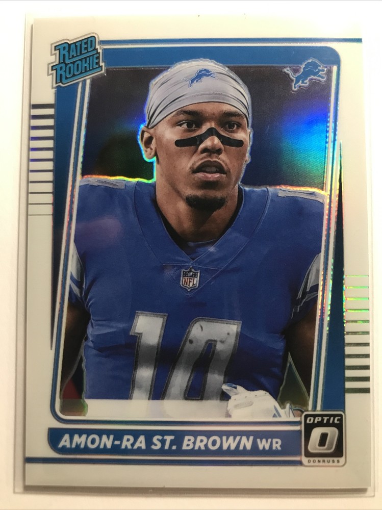 Amon-Ra St Brown 2021 Donruss Optic RATED ROOKIE RC IMAGE VARIATION SILVER PRIZM
