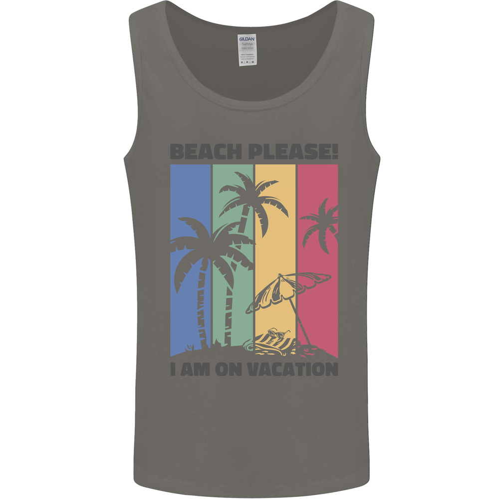 Beach Please Im on Vacation Funny Mens Vest Tank Top