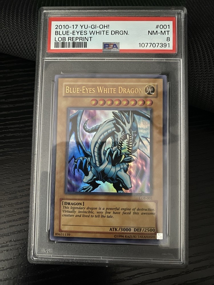 2010-17 Yugioh LOB-001 Blue-Eyes White Dragon LOB Reprint PSA 8 NM
