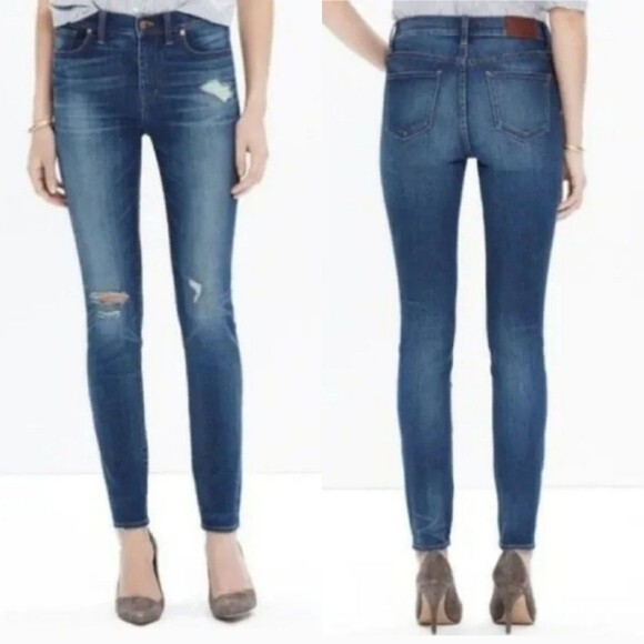 Madewell Womens Size 28 High Rise Skinny Distressed Stretch Jeans