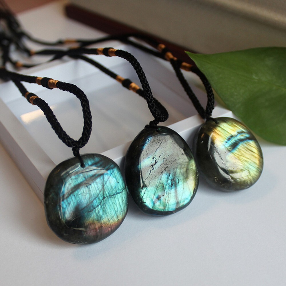 3-5cm Natural Labradorite Healing Crystal Necklace Stone Charm