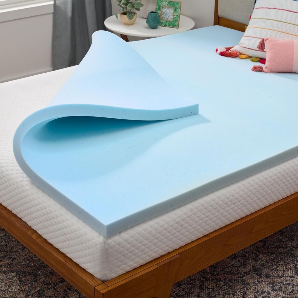 2 Inch Gel Infused Memory Foam Mattress Topper Plush Feel Cooling King Size Dorm