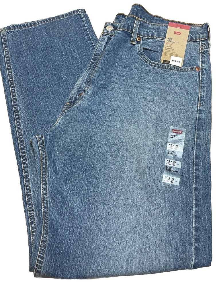 Men’s Levi Strauss 505 Regular Eco Ease Jeans- 40X32 Straight Leg- Stretch