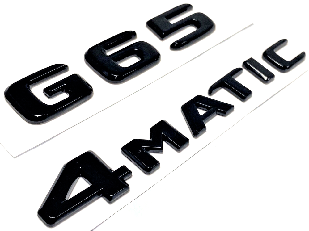 2 BLACK G65+4MATIC FOR MERCEDES REAR TRUNK EMBLEM BADGE NAMEPLATE DECAL NUMBER