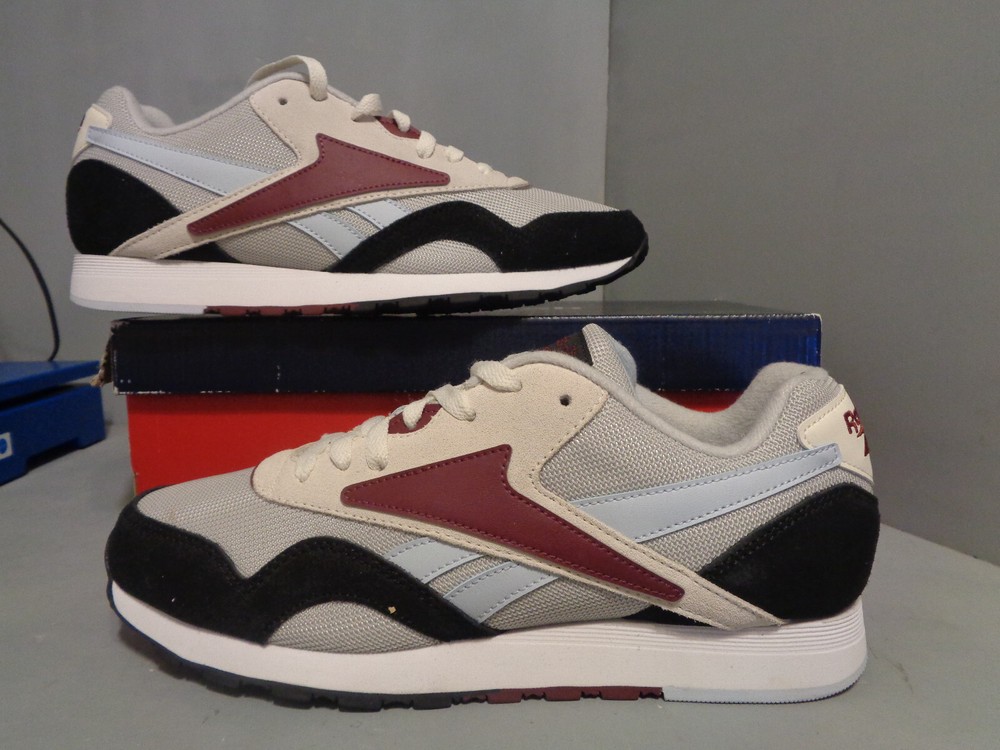 Men's Reebok Classic Nylon Plus Black Burgundy Sneakers New in Box Multiple Sizes