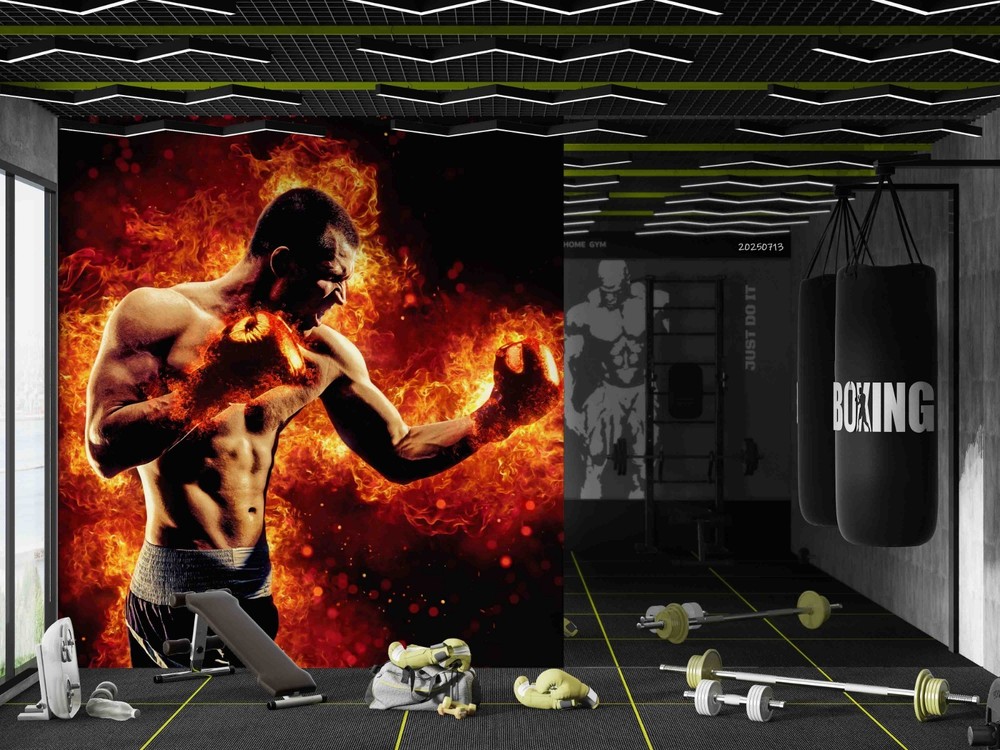 3D Gym Man Boxing Illustration Wall Murals Wallpaper Murals Wall Sticker