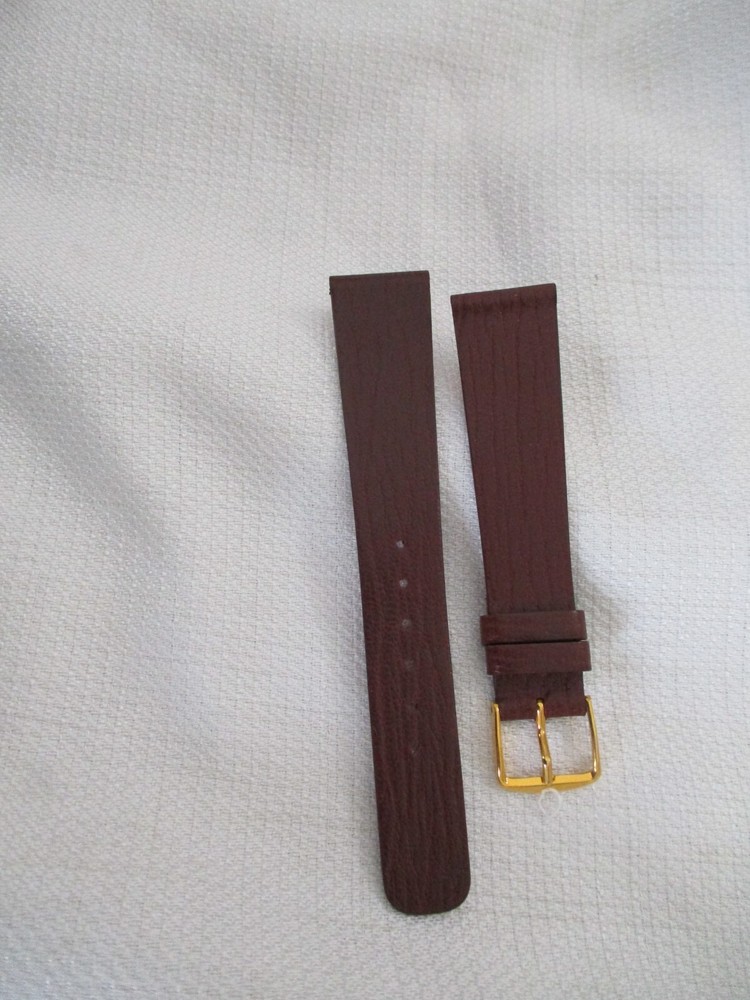 usa genuine leather brown gold buckle WATCH strap BAND  19 mm