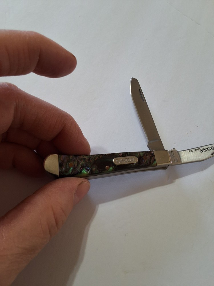 Schrade Imperial Small Trapper Knife  Swirl Celluloid Handle IMP19PRT NICE