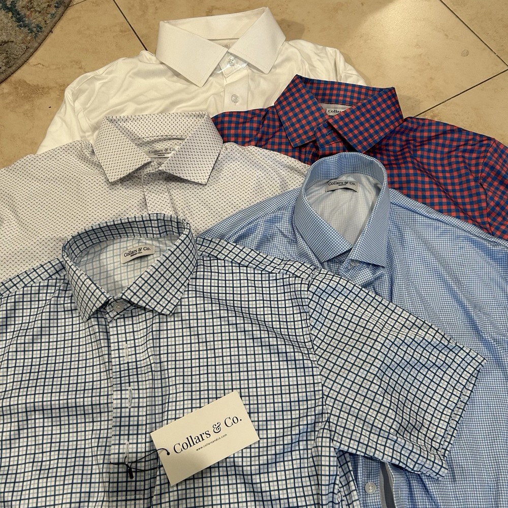 Collars & Co Shirt Mens Size Medium M Lot of 5 Dress Collar Polo Button