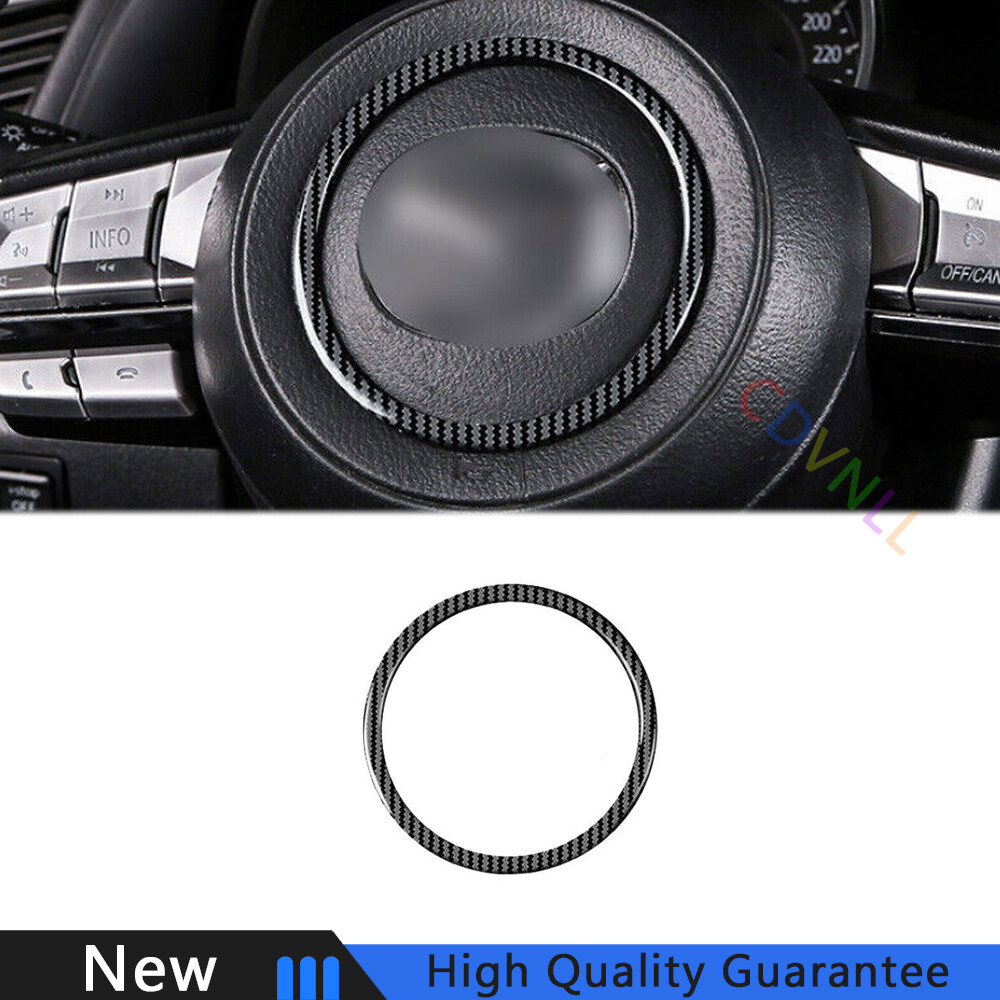 For Mazda 6 Atenza 2017-2019 Carbon Fiber Inner Steering Wheel Horn Ring Trim 1*