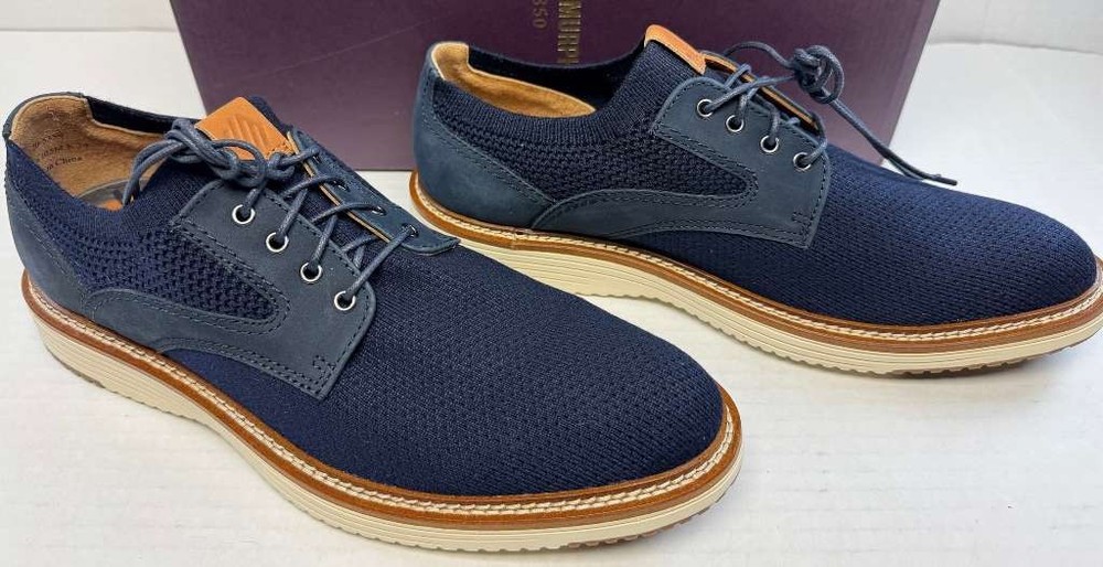 Johnston & Murphy Upton Knit Plain Toe Lace Up Dress Casual Shoe, Navy Knit, 10.