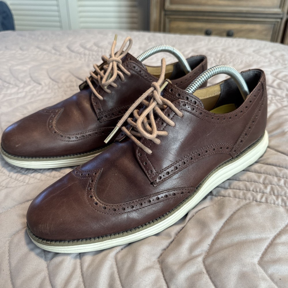 Cole Haan Grand OS Mens Brown Leather Wingtip Oxfords C22031 - Size 10.5M