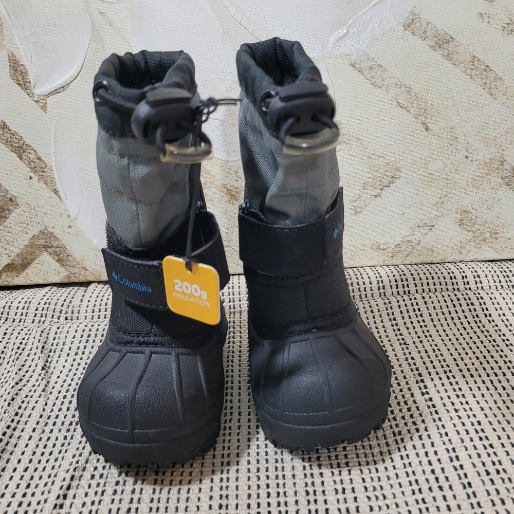 Columbia Snow Boots Size 4 Black Gray Toddlers Insulated Lightweight Warm Rugged