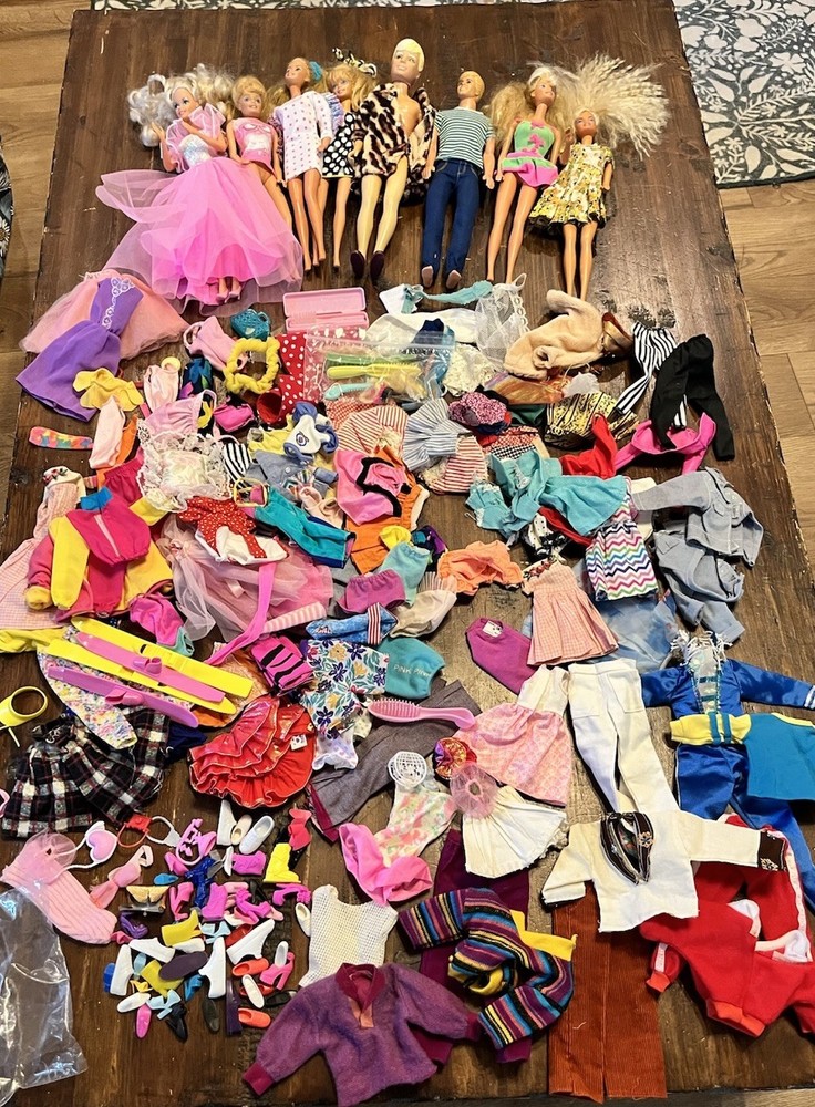 VTG 80s, 90s Barbie/Ken Doll Clothes And Accessories Lot Some TLC