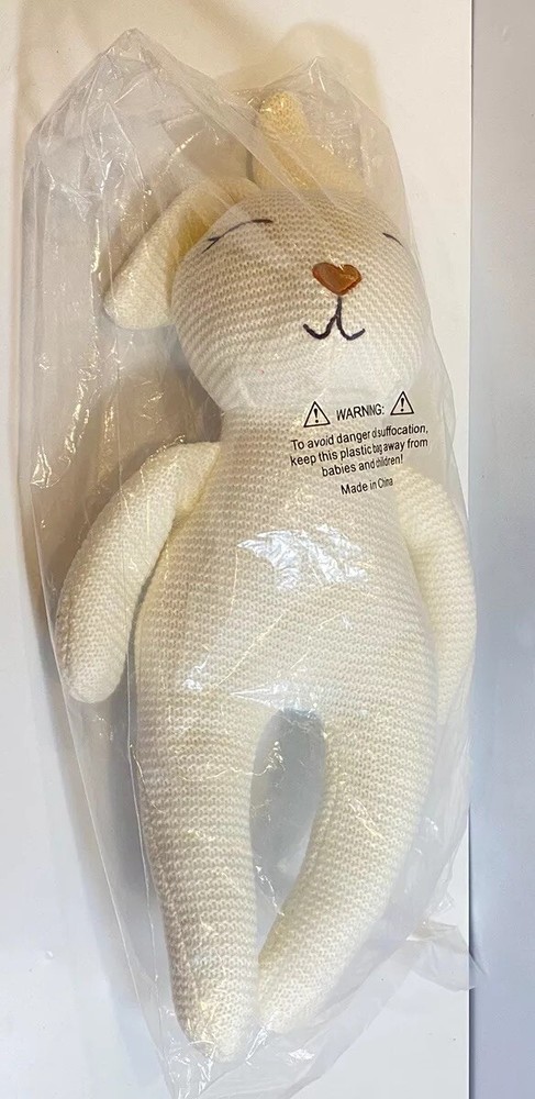 Harry & David White Rabbit Plush 16” New In Bag Knit