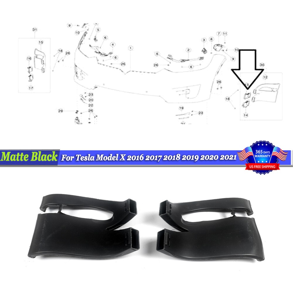 1 Pair Air Intake Guide Duct Vent LH+RH For Tesla Model X 2016-2021 1043931-00-E
