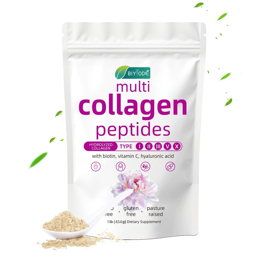 Hydrolyzed Multi Collagen Peptides Powder 1lb - Types I II III V X for Anti-Aging & Joint Support
