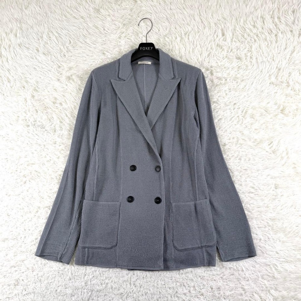Good Condition Lardini Knit Jacket Double Wool Equivalent to Size L Gray