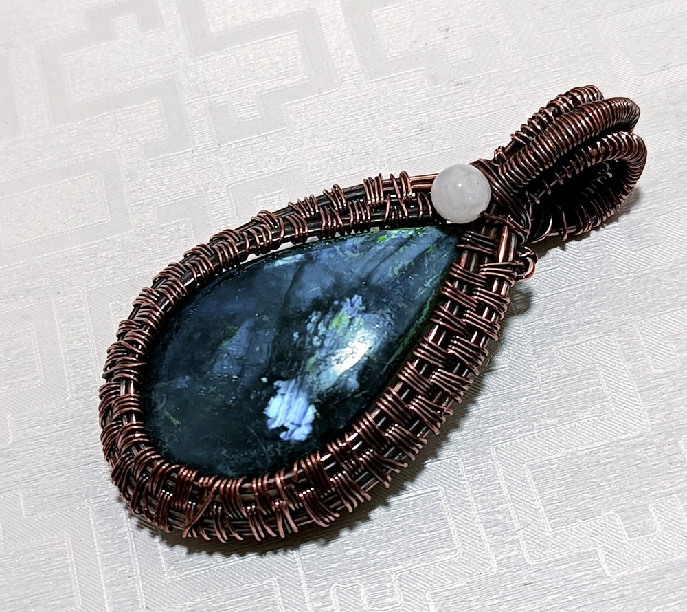 Neon Blue Apatite Copper Wire Wrapped Jewelry Designer Pendant 139.35 Ct