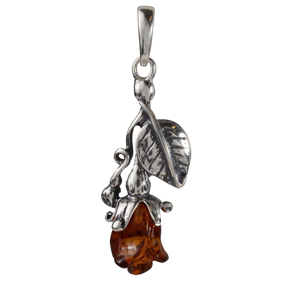 Baltic Amber Pendant Necklace in Sterling Silver for Women