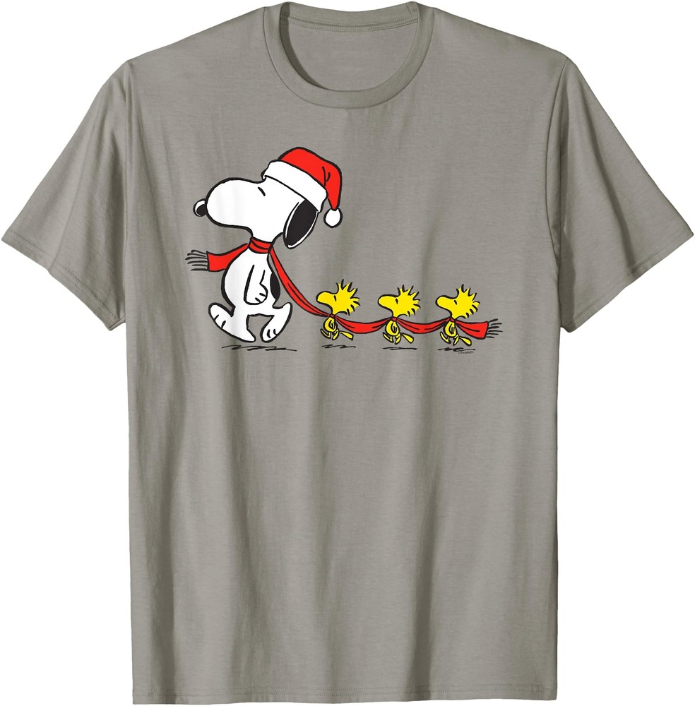 Peanuts Snoopy and Woodstock Holiday Short Sleeve T Shirt Men