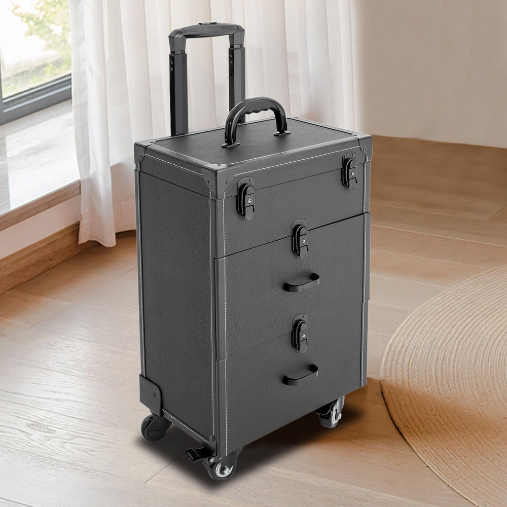 Professional Aluminum Rolling Train Case with Drawer for Cosmetics  