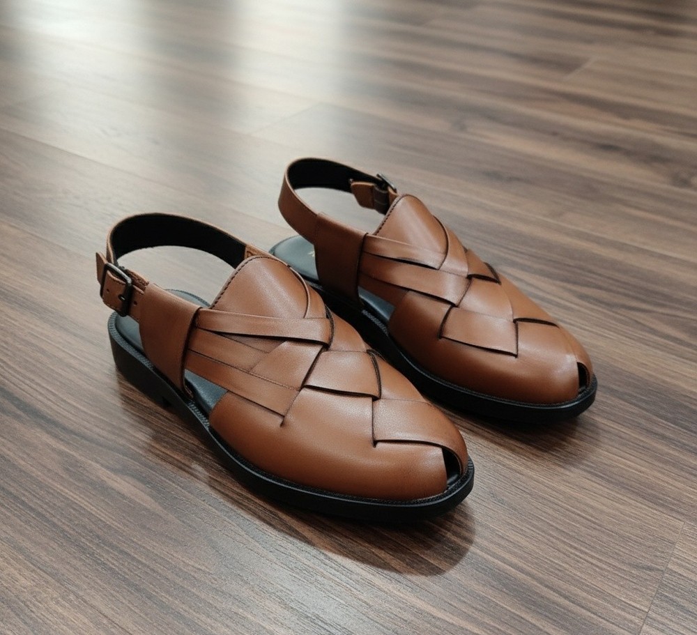 Sandals Toe Closed Leather Shoes Men's Summer Outdoor Fisherman Beach Mens