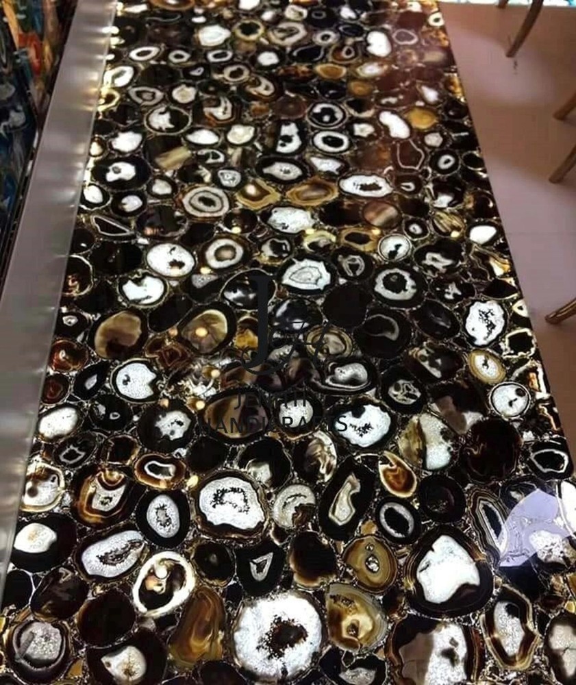 Wild Black Agate Dining Table Top Agate counter Slab Top, Christmas Sale Decor-image