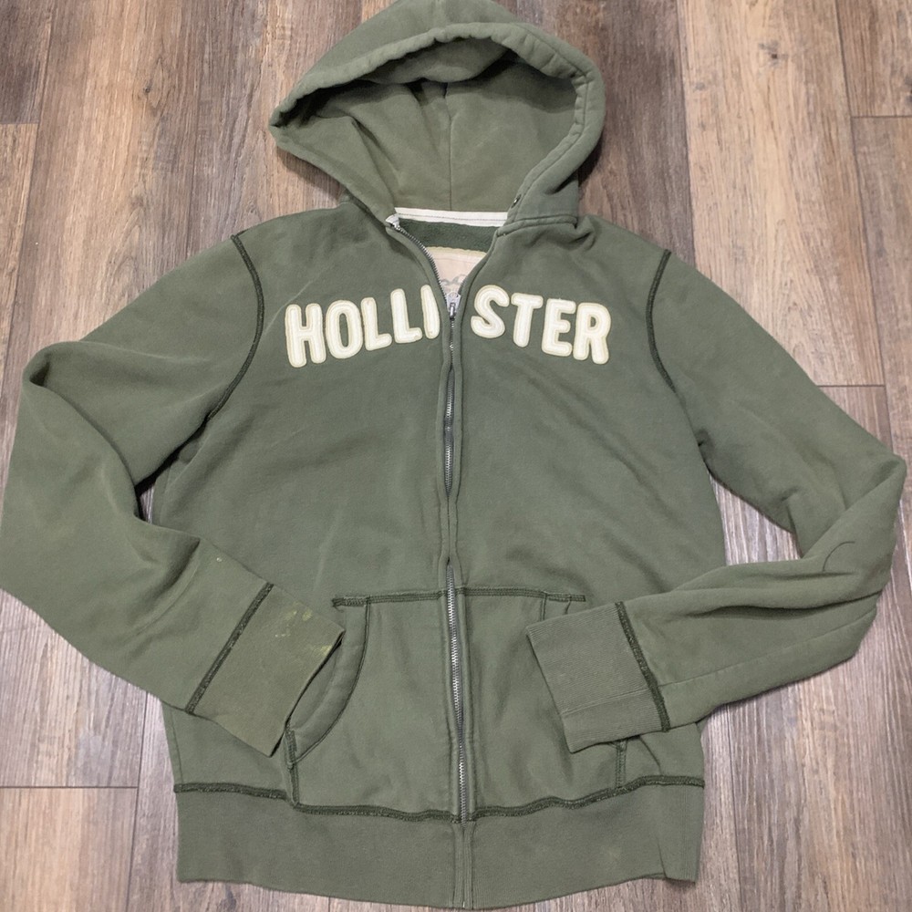 VTG Hollister Full Zip Hoodie Men’s XL Olive Green