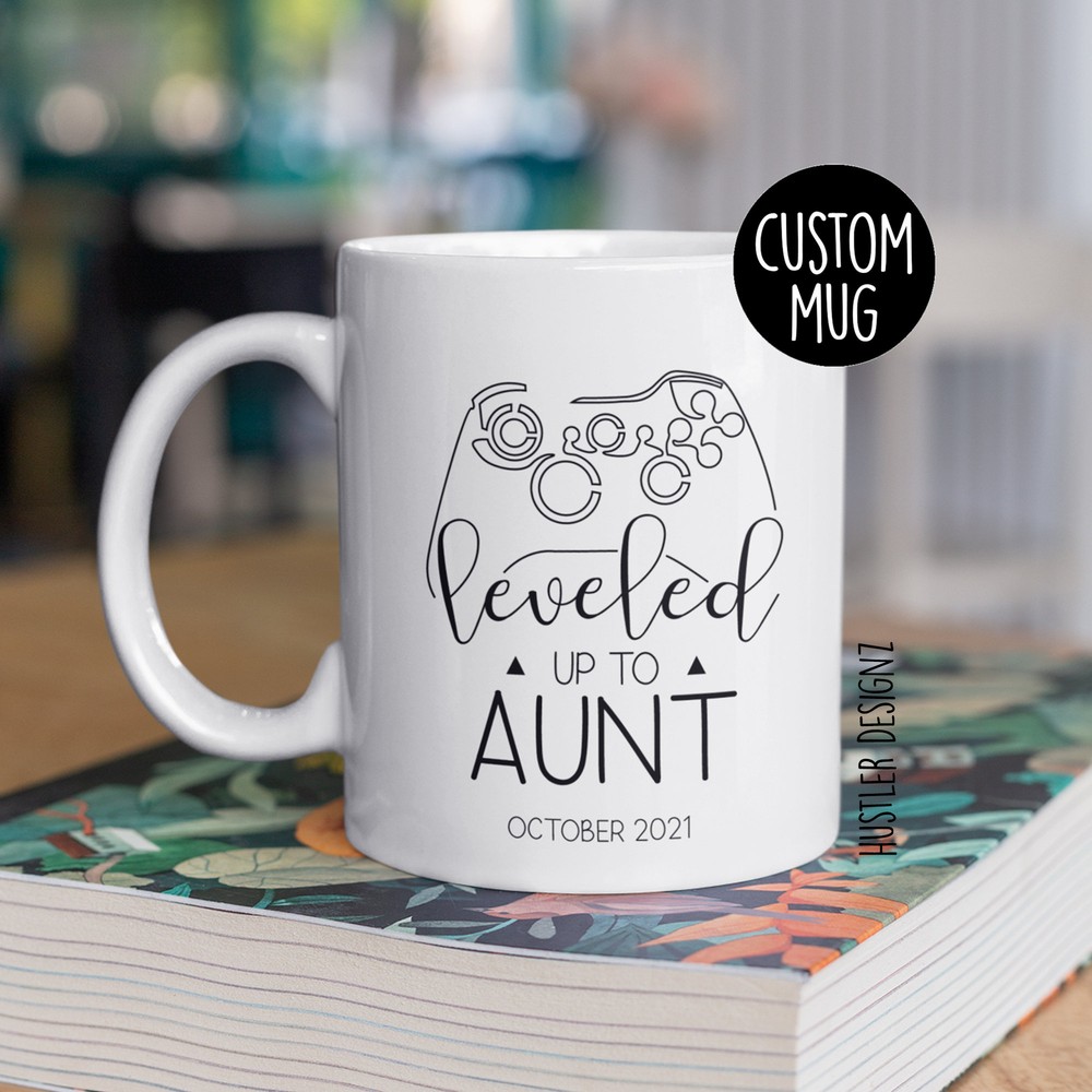 Leveled Up To Aunt Personalized Mug Auntie Gift Promoted To Aunt Baby Shower