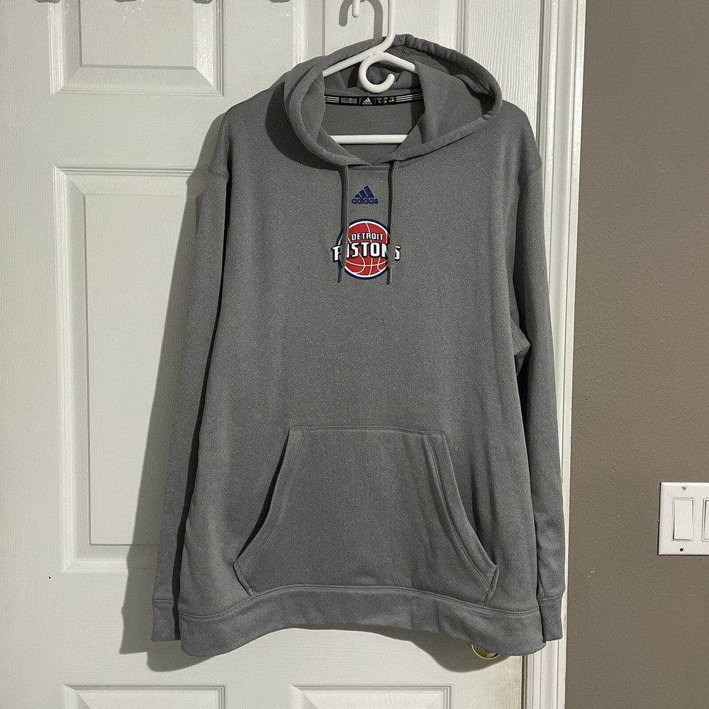 Adidas Climawarm Hoodie Mens XL DETROIT PISTONS Pullover Gray LongSleeve NBA