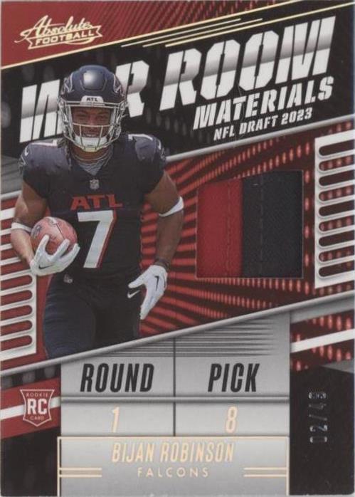 2023 Panini Absolute - War Room Materials Holo Silver #WR-BR Bijan Robinson /49 (MEM, RC)