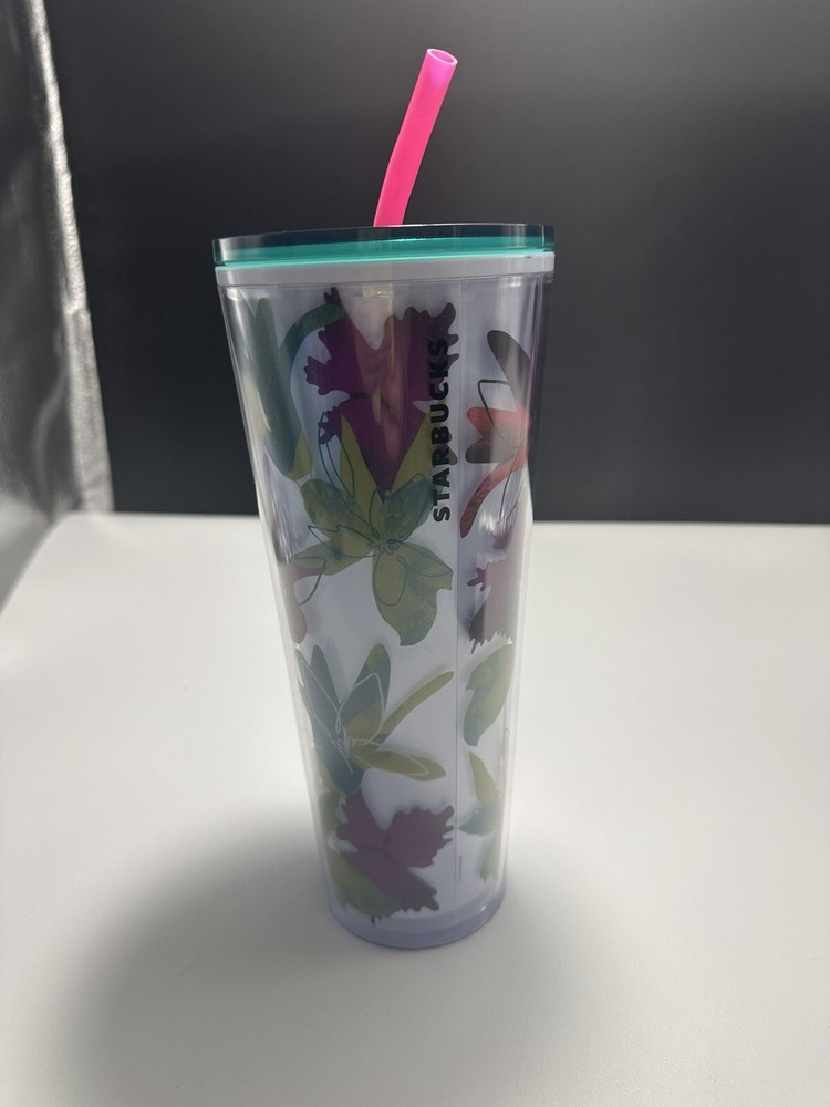#19D Starbucks Spring 2022 White Floral Cold Cup Venti Tumbler 24oz