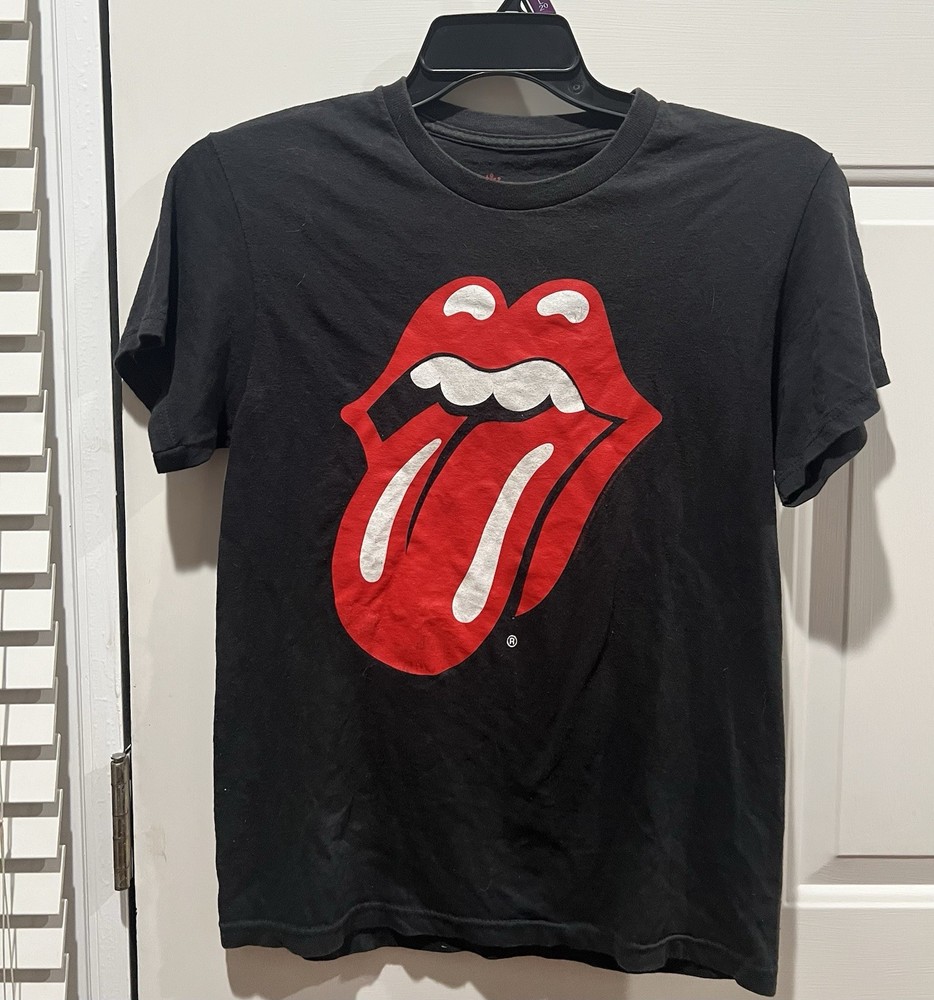 Rolling Stones Unisex  T-Shirt -Classic Tongue - tees Black 100% Cotton