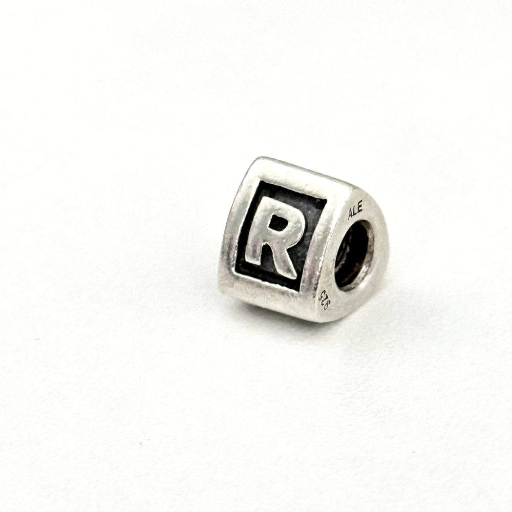 Pandora Sterling Silver Letter R Initial Block Bead Charm