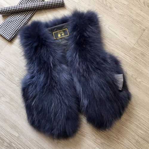 Fox Fur Vest Women's Short Real Fur Autumn Winter Gilet Waistcoats Sleeveless