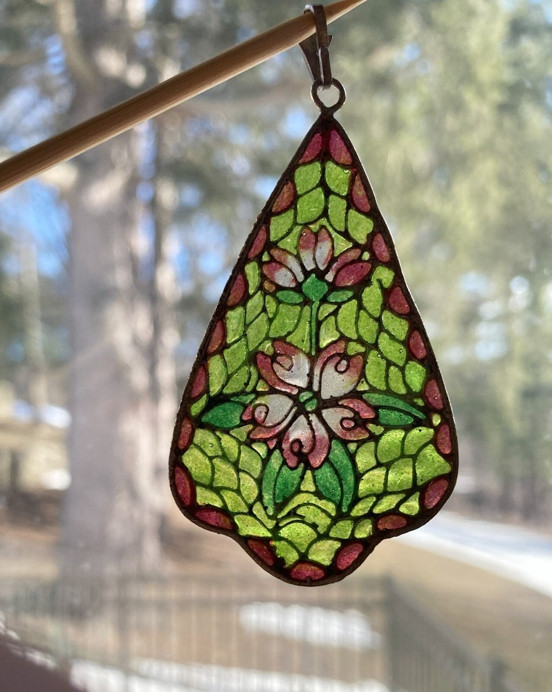 CYBER MONDAY SALE! Antique Plique a Jour Pendant-image