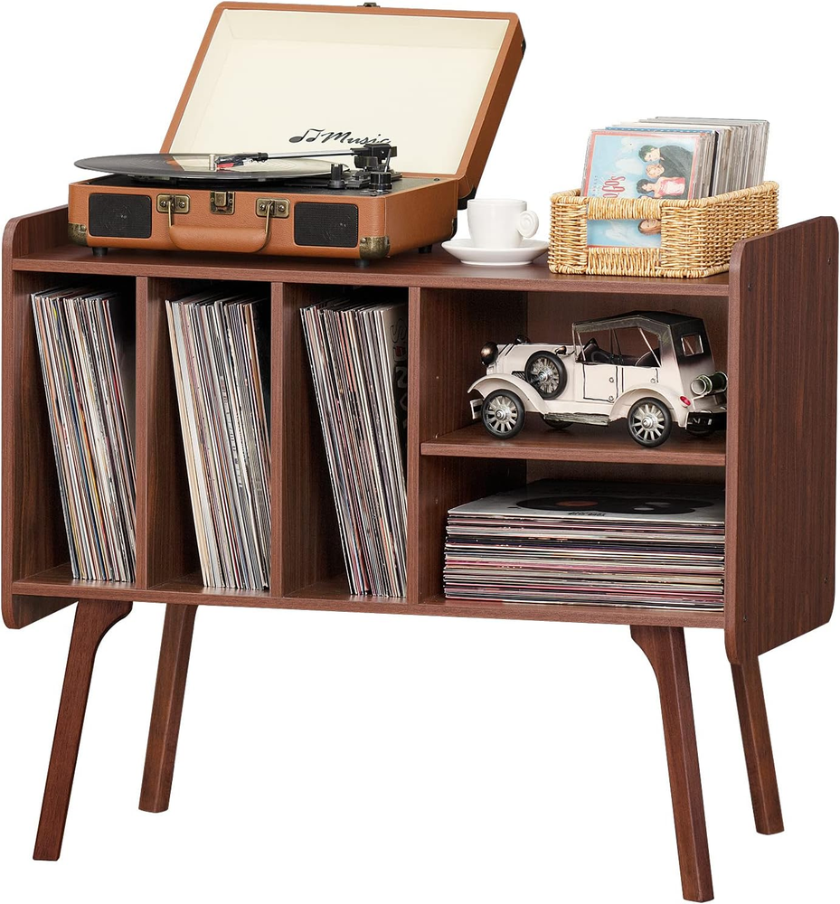 Vintage Record Player Stand with Storage for 220 Vinyl Albums & Turntable