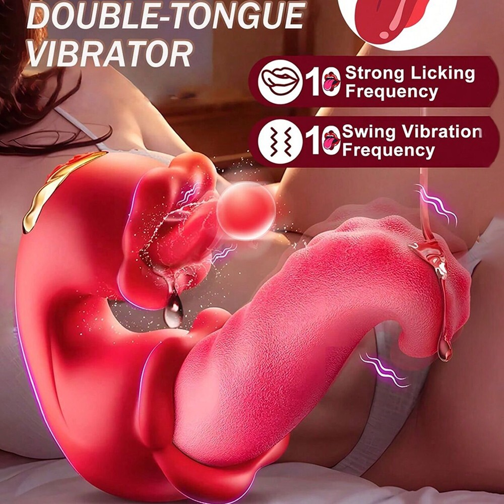 Swing G Spot Vibrator with Tongue and Rose Design for Clit and Vaginal Stimulation
