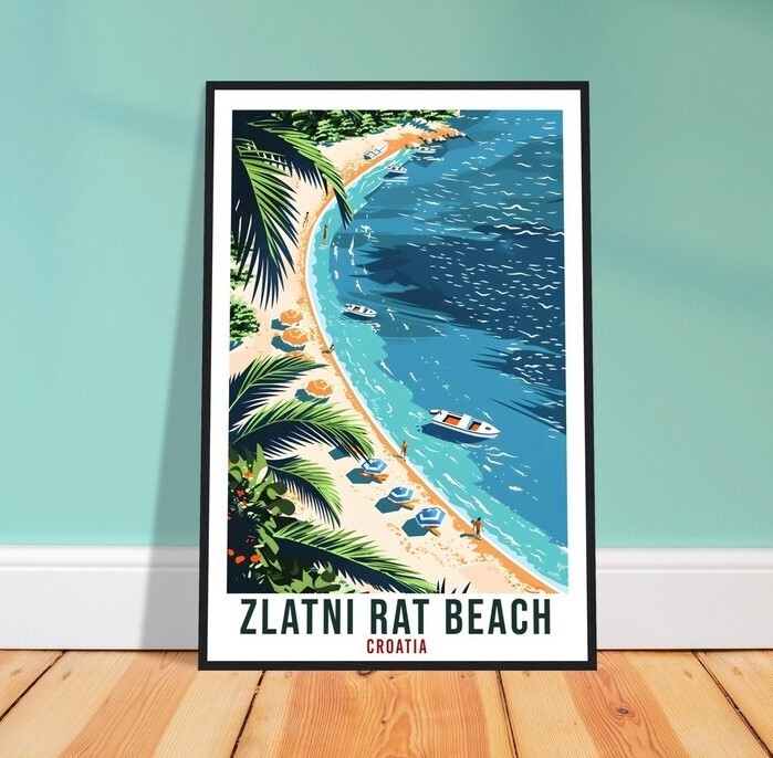 Zlatni Rat Beach Croatia Travel Wall Art Décor Hanging Print