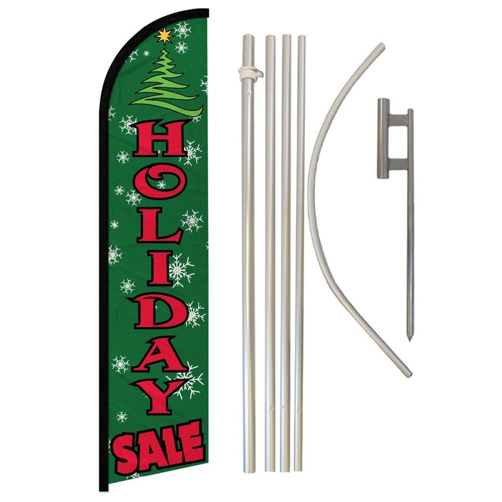 Holiday Sale Full Curve Windless Swooper Flag and Pole Kit for Christmas Decorations-image
