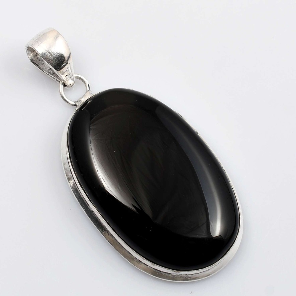 Black Onyx Ethnic Handmade Pendant Jewelry Wedding Gift 2.4 Inches NP-735