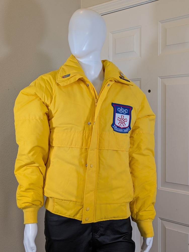 VTG 1988 Calgary Olympics Sun Ice ABC Sports Jacket Broadcaster Puffer Pins Gum