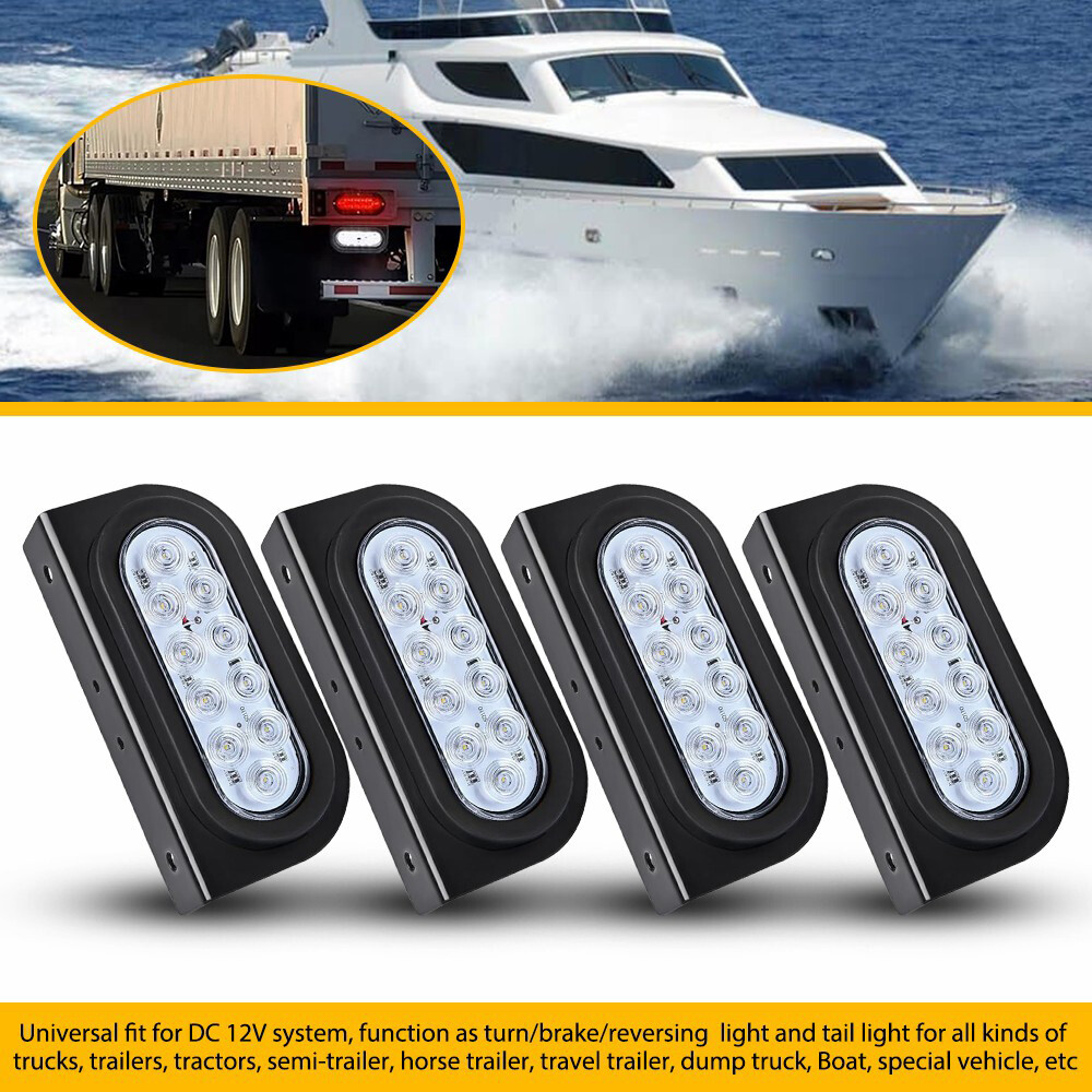 AUXITO 6-Inch White Oval Truck Trailer Reverse Lamp with Mounting Bracket 4x M