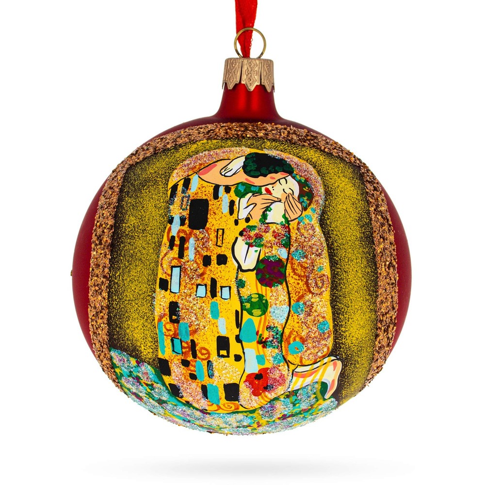 1908 'The Kiss' by Gustav Klimt Art Nouveau Masterpiece Glass Ball Christmas ...