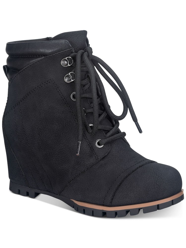 AMERICAN RAG Womens Black Zipper Hidden Heel Lizzie Round Toe Wedge Booties 11 M