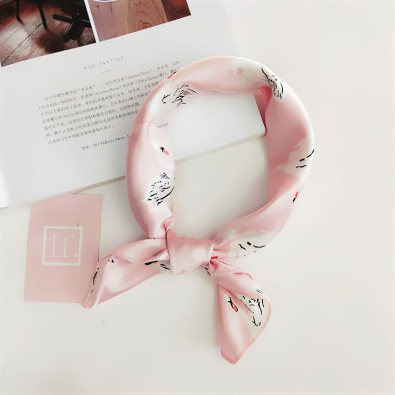 Vintage Silk Feel Square Scarf for Women Head Neck Hair Band 50
