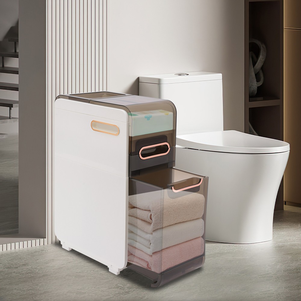 Narrow Bathroom Floor Cabinet Standing Toilet Paper Holder