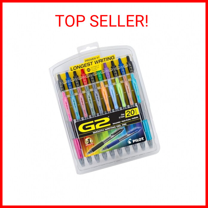 Pilot, G2 Premium Gel Roller Pens, Fine Point 0.7 mm, Assorted Colors, Pack of 2