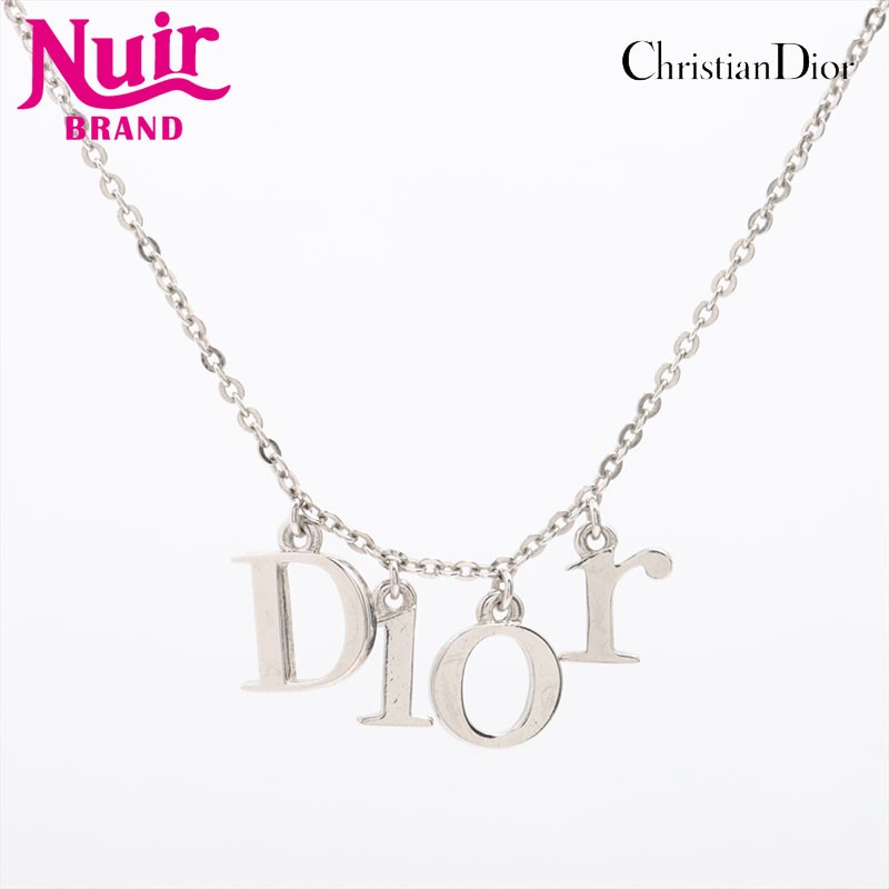 Vintage Christian Dior Silver Logo Necklace Y0707
